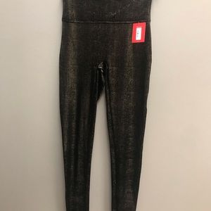 SPANX Metallic Black/Gold Sparkle Legging Sz M NWT